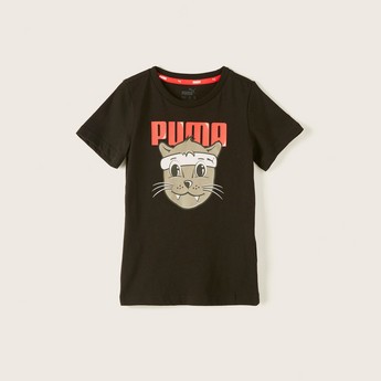 PUMA Graphic Print T-shirt with Short Sleeves