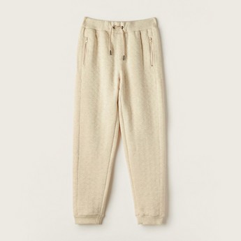 Textured Pants with Drawstring Closure and Pockets