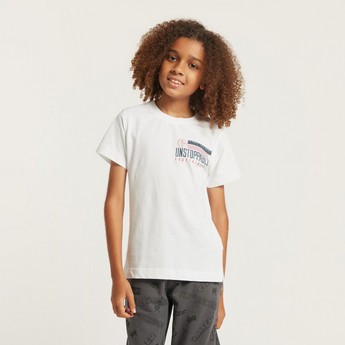 Juniors Graphic Print T-shirt with Short Sleeves