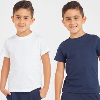 Juniors Solid T-shirt with Round Neck and Short Sleeves - Set of 2