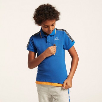 Kappa Printed Banda Tape Polo T-shirt with Short Sleeves and Zip Pocket