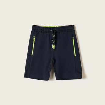 XYZ Solid Shorts with Drawstring Closure and Pockets