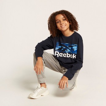 Reebok Graphic Print T-shirt with Long Sleeves