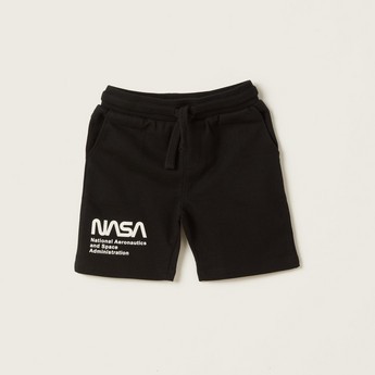 NASA Printed Shorts with Pockets and Drawstring Closure