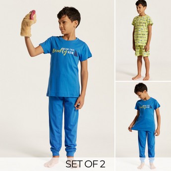 Juniors 4-Piece Printed T-shirt with Shorts and Pyjama Set