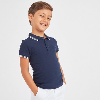 Juniors Polo Neck T-Shirt with Short Sleeves