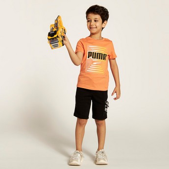 PUMA Logo Print Crew Neck T-shirt with Short Sleeves