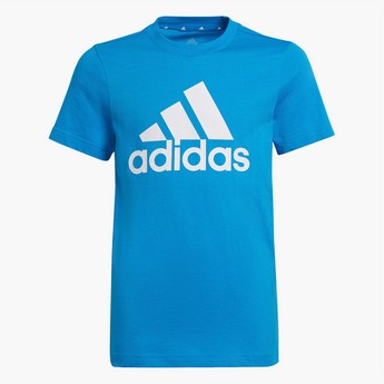 adidas Logo Print Crew Neck T-shirt with Short Sleeves