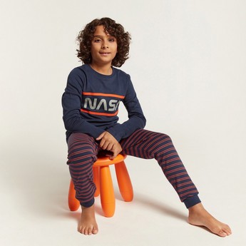 NASA Print T-shirt and Striped Pyjamas Set