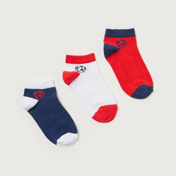 Juniors Football Themed Ankle Length Socks - Set of 3