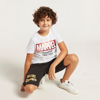 Marvel Printed Shorts with Pockets and Drawstring Closure