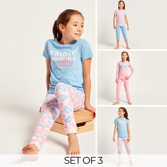 Juniors 6-Piece Printed T-shirt and Pyjama Set