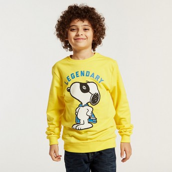 Snoopy Print Pullover with Long Sleeves