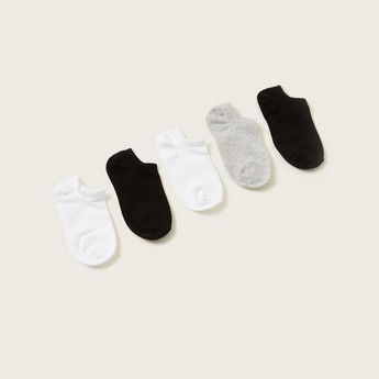 Gloo Solid Ankle-Length Socks with Cuffed Hem - Pack of 5
