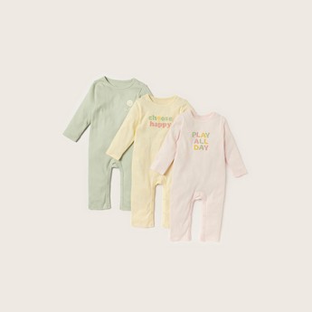 Juniors Printed Sleepsuit with Long Sleeves - Set of 3