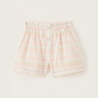 Giggles Striped Shorts with Button Detail and Elasticised Waistband