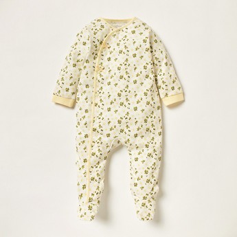 Juniors Floral Print Sleepsuit with Long Sleeves