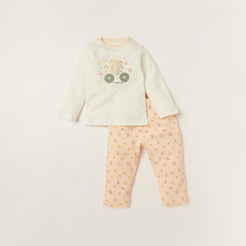 Juniors Printed Crew Neck T-shirt and Pyjama Set