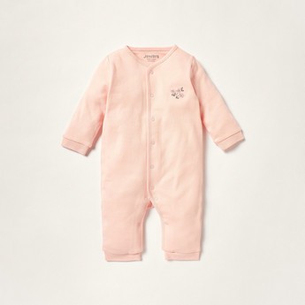 Juniors Embroidered Sleepsuit with Long Sleeves and Button Closure