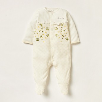 Giggles Floral Closed Feet Sleepsuit with Ruffles