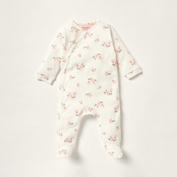 Juniors Floral Print Closed Feet Sleepsuit with Long Sleeves