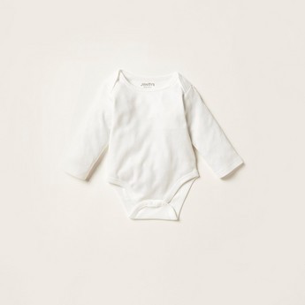 Juniors Solid Bodysuit with Round Neck and Long Sleeves