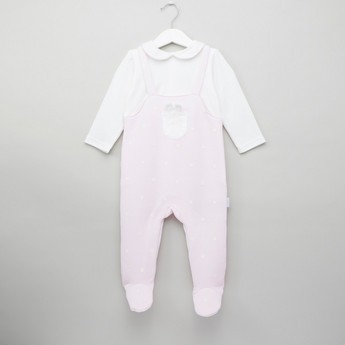 Giggles Printed Closed Feet Sleepsuit with Long Sleeves and Collar