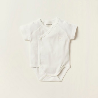 Juniors Solid Bodysuit with Round Neck and Short Sleeves