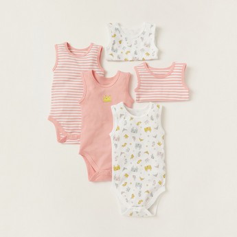 Juniors Printed Sleeveless Bodysuit - Set of 5