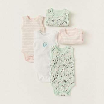 Juniors Printed Sleeveless Bodysuit - Set of 5