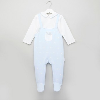 Giggles Printed Closed Feet Sleepsuit with Long Sleeves and Collar