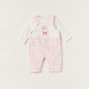 Juniors Embroidered T-shirt and Dungaree Set