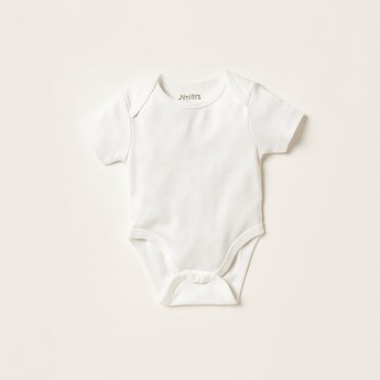 Juniors Solid Bodysuit with Round Neck and Short Sleeves