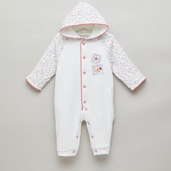 Juniors Printed Open Feet Sleepsuit with Hood and Long Sleeves