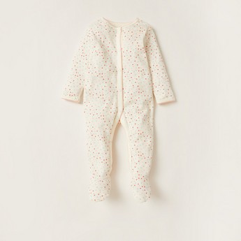 Juniors Printed Sleepsuit with Long Sleeves and Button Closure