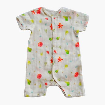 Tickle Tickle Organic Wild Maple Print Romper with Short Sleeves