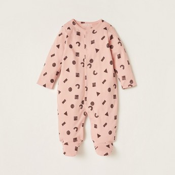 Juniors All-Over Printed Closed Feet Sleepsuit with Long Sleeves