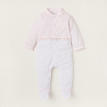 Giggles Embroidered Sleepsuit with Long Sleeves