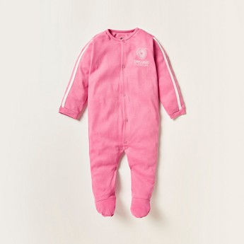 Expo 2020 Logo Print Closed Feet Sleepsuit with Button Closure