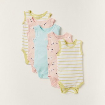 Juniors Printed Sleeveless Bodysuit - Set of 5