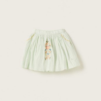 Giggles Floral Embroidered Skirt with Elasticised Waistband