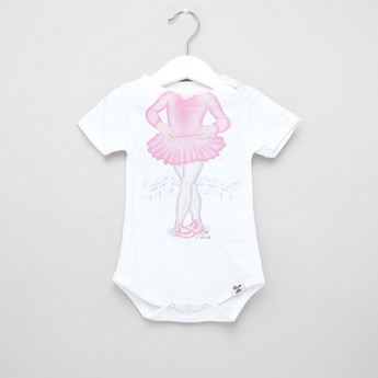 Just Add A Kid Ballerina Print Bodysuit with Round Neck