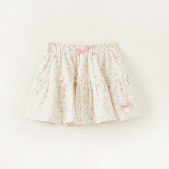 Giggles Floral Print Tiered Skirt with Elasticised Waistband