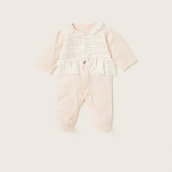 Giggles Textured Sleepsuit with Long Sleeves