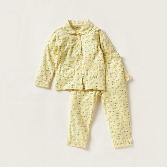 Juniors Floral Print Long Sleeve Shirt and Pyjama Set