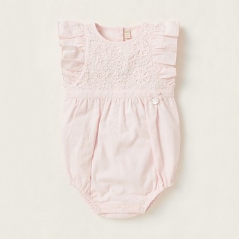 Giggles Ruffle Detailed Romper with Round Neck