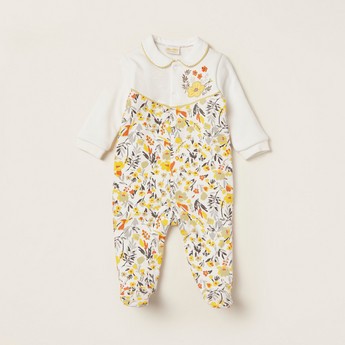 Juniors Floral Print Closed Feet Sleepsuit with Long Sleeves