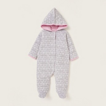 Juniors All-Over Printed Closed Feet Sleepsuit with Long Sleeves and Hood