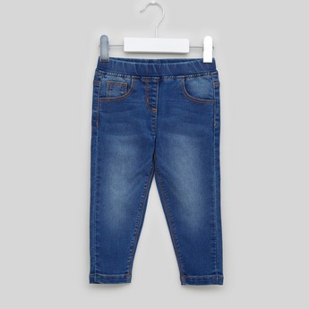 Juniors Denim Jeggings with Elasticated Waist and 5-Pockets