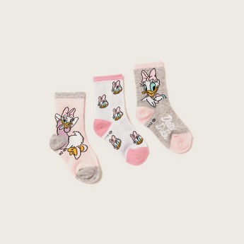 Disney Daisy Duck Print Socks with Elasticated Hem - Set of 3